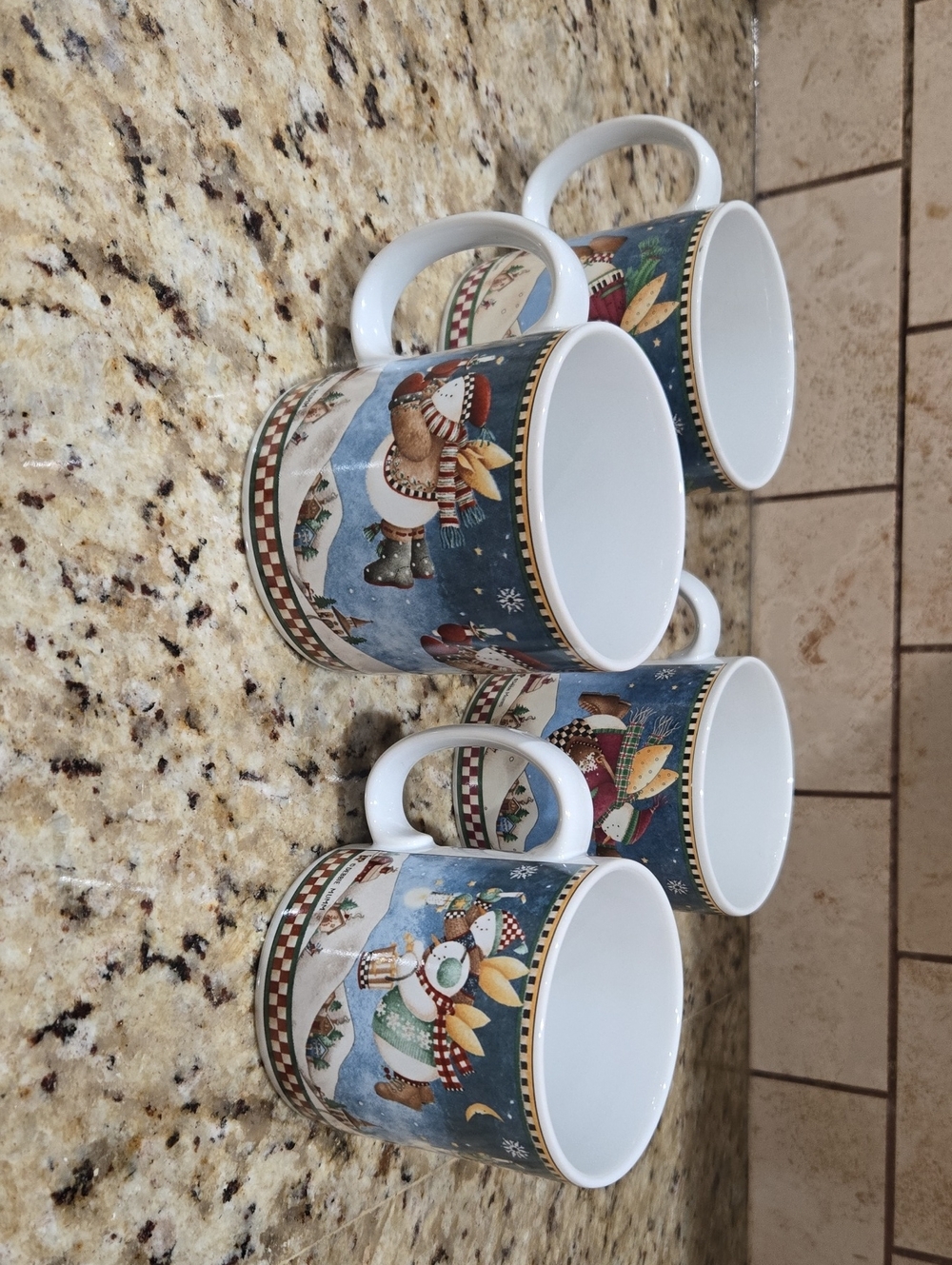 Sakura Blue Snow Angel Village Ceramic Mug Set By Debbie Mumm